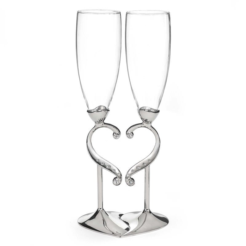 Hortense B. Hewitt Wedding and Anniversary Linked Love Champagne Toasting Flutes Glasses, Set of 2 - Image 1